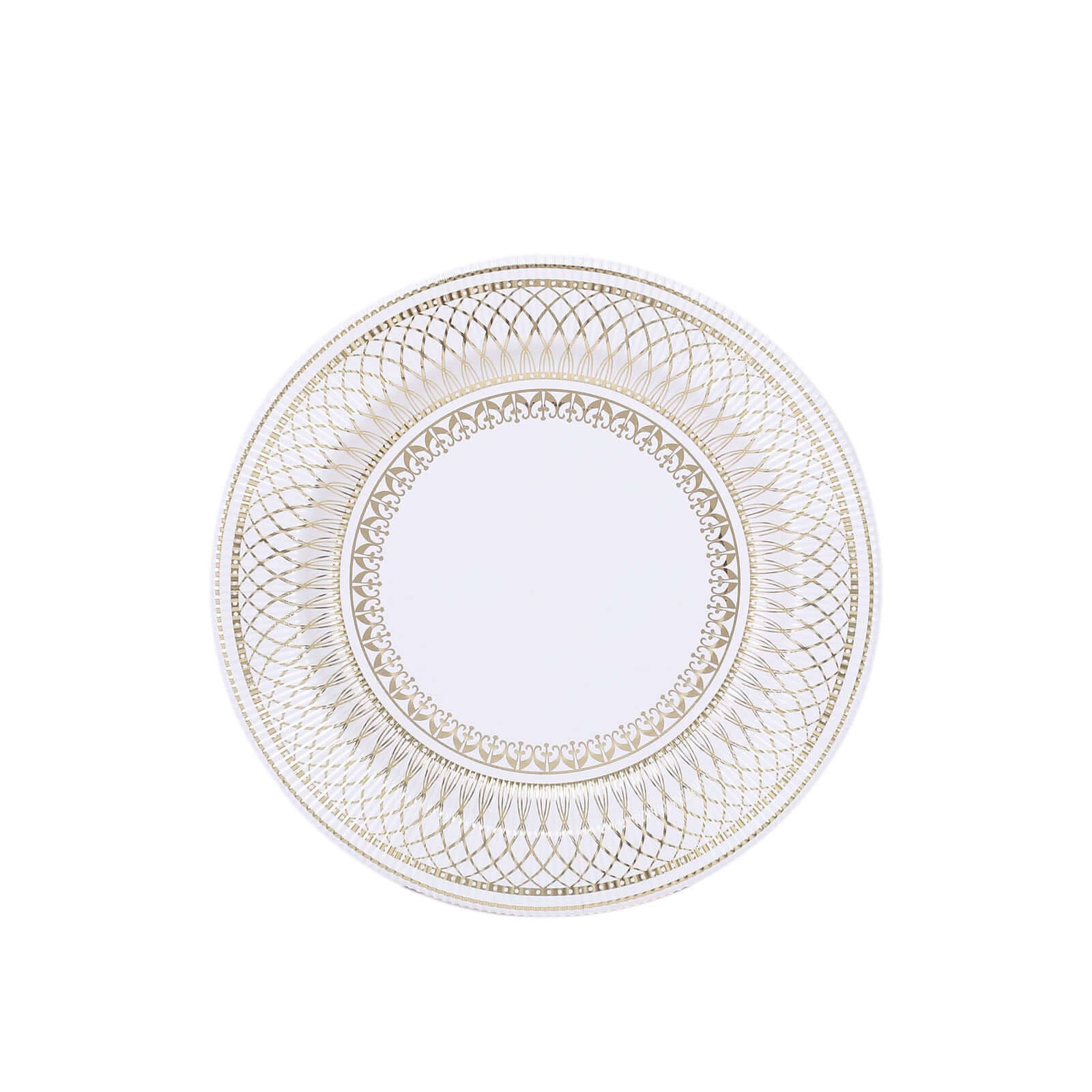 25-Pack Disposable 8-Inch White Salad Plates with Gold Vintage Porcelain Rim - Premium Quality