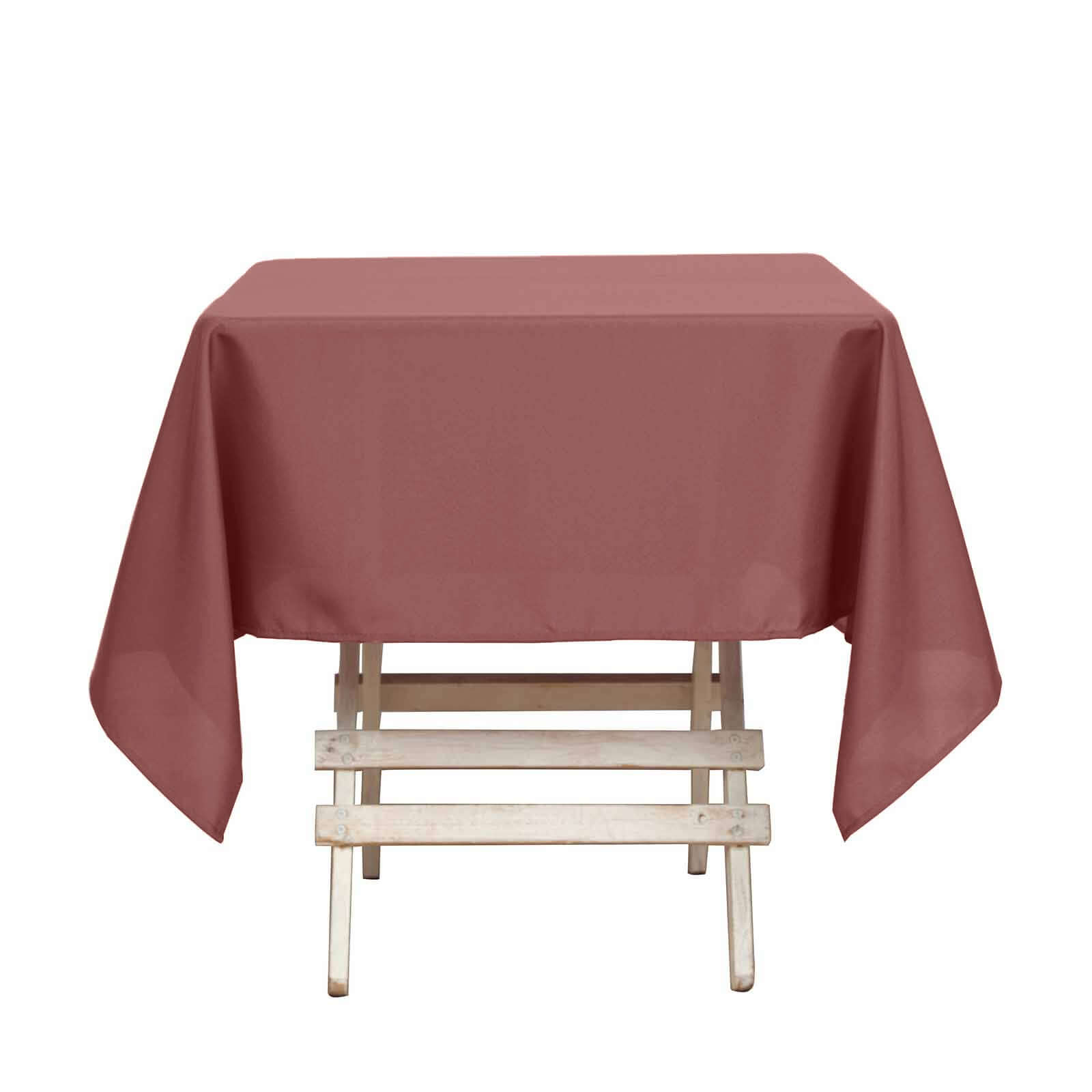 Wrinkle-Resistant & Durable 54x54 Polyester Square Tablecloth in Cinnamon Rose