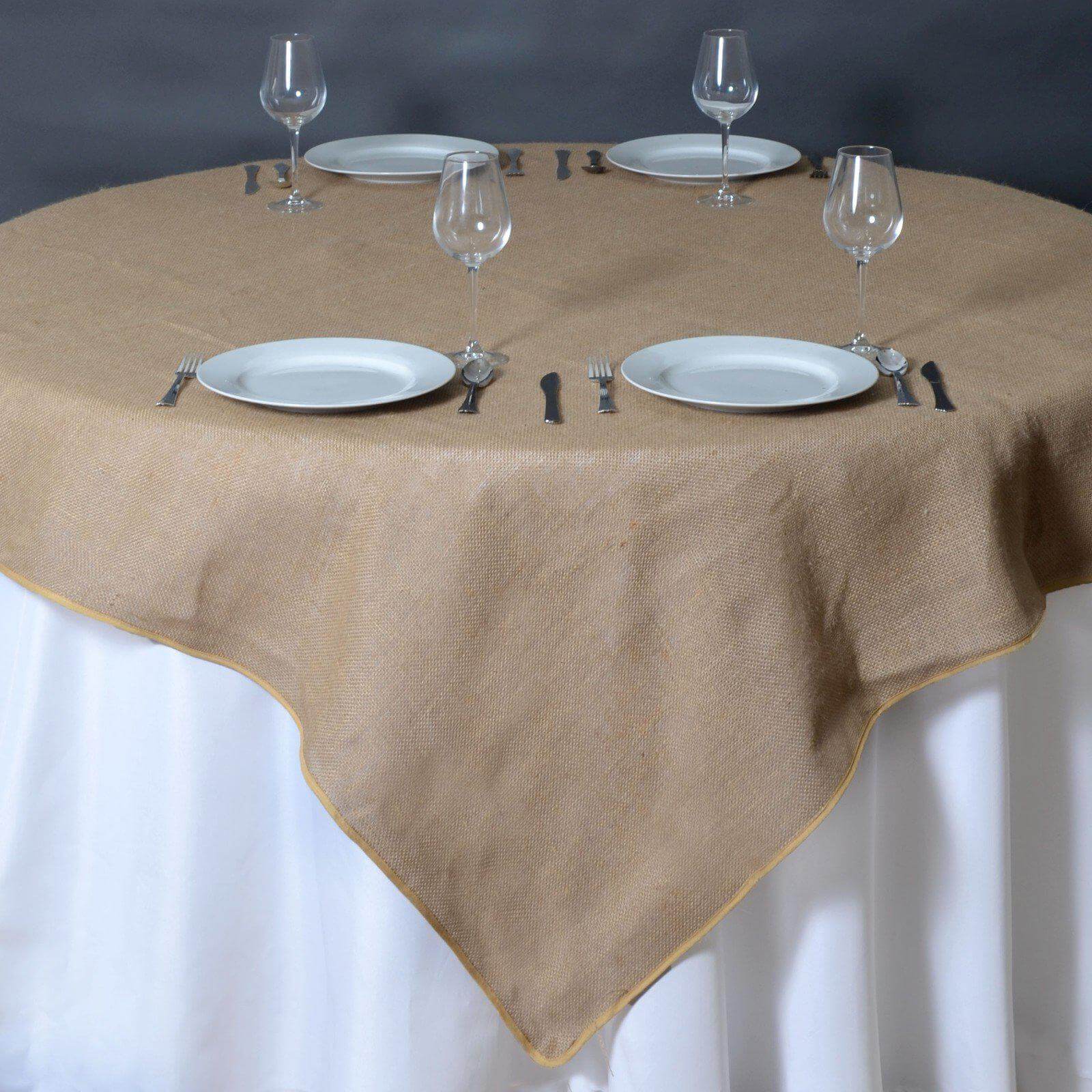 Exclusive Natural Jute 72x72 Square Table Overlay - Ideal for Rustic Vintage Decor