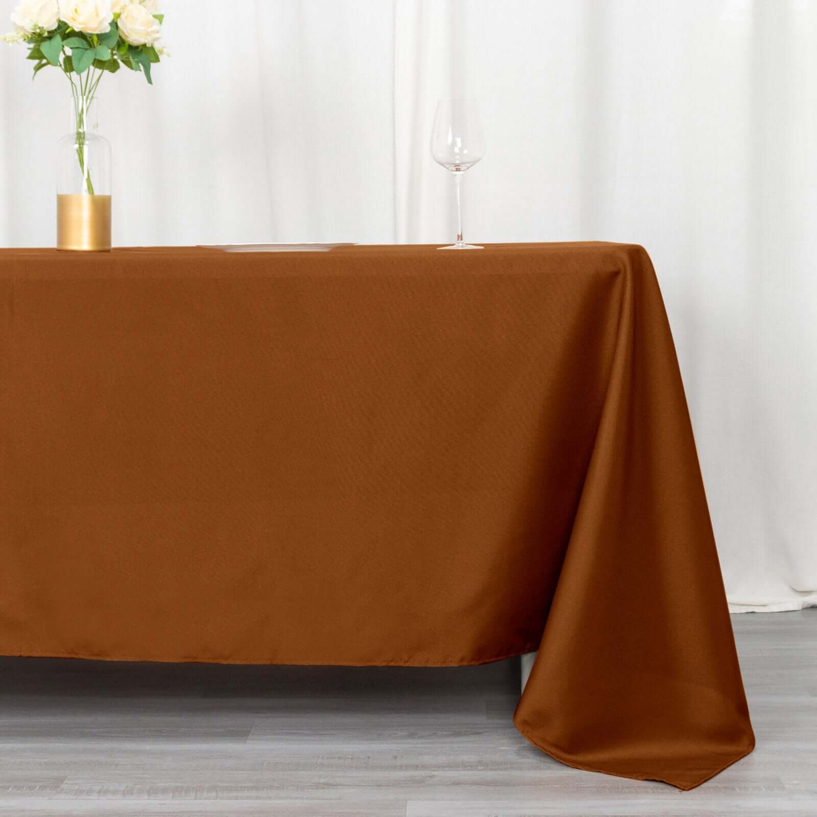 Stylish & Durable Cinnamon Brown Polyester 72x120 Rectangle Tablecloth