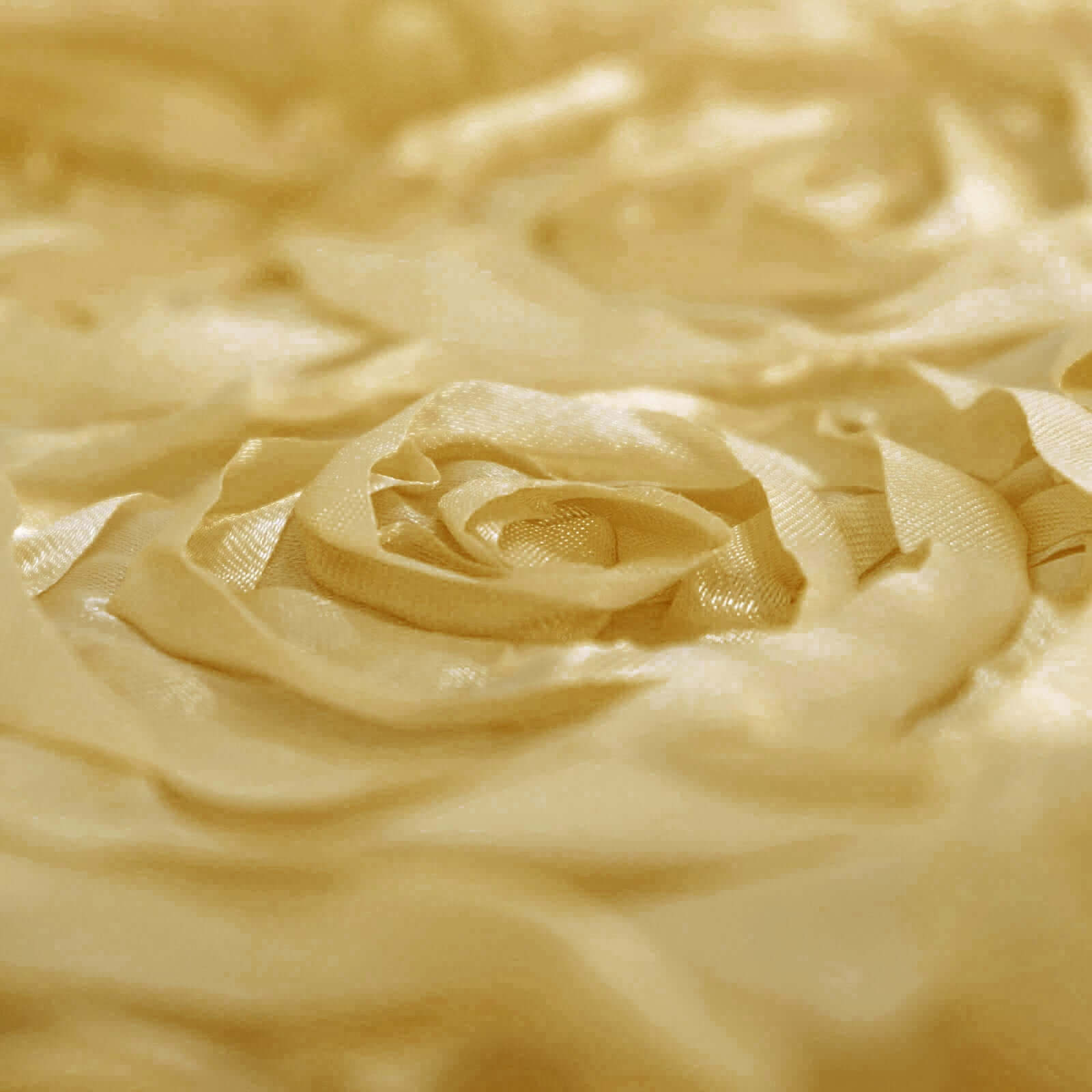 Champagne Satin 72x72 3D Rosette Square Table Overlay - Great for Events