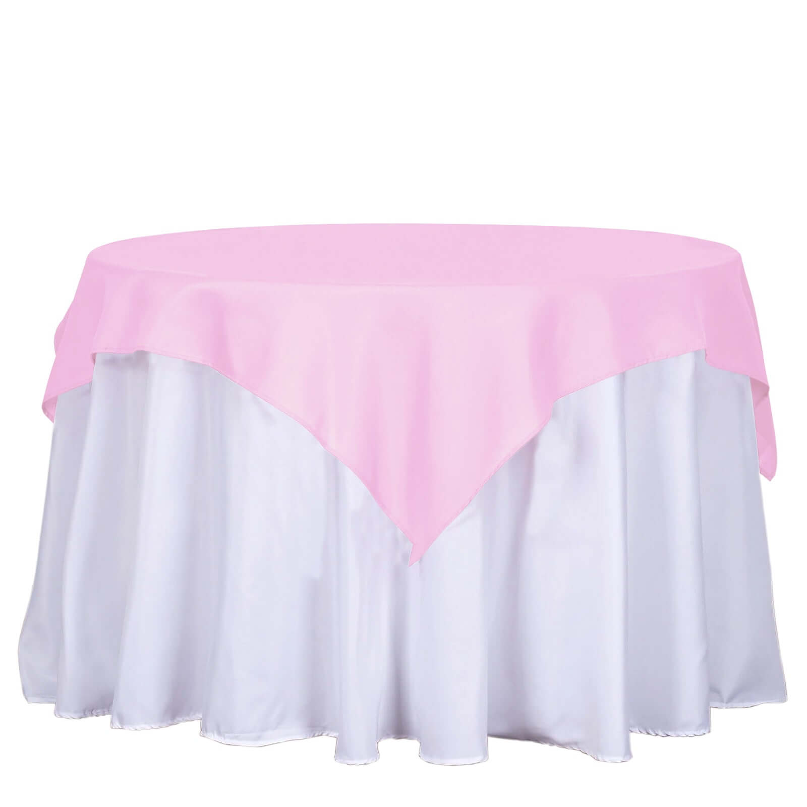 Hot! Pink 54x54 Polyester Wrinkle-Resistant Square Table Overlay, Durable Table Cover