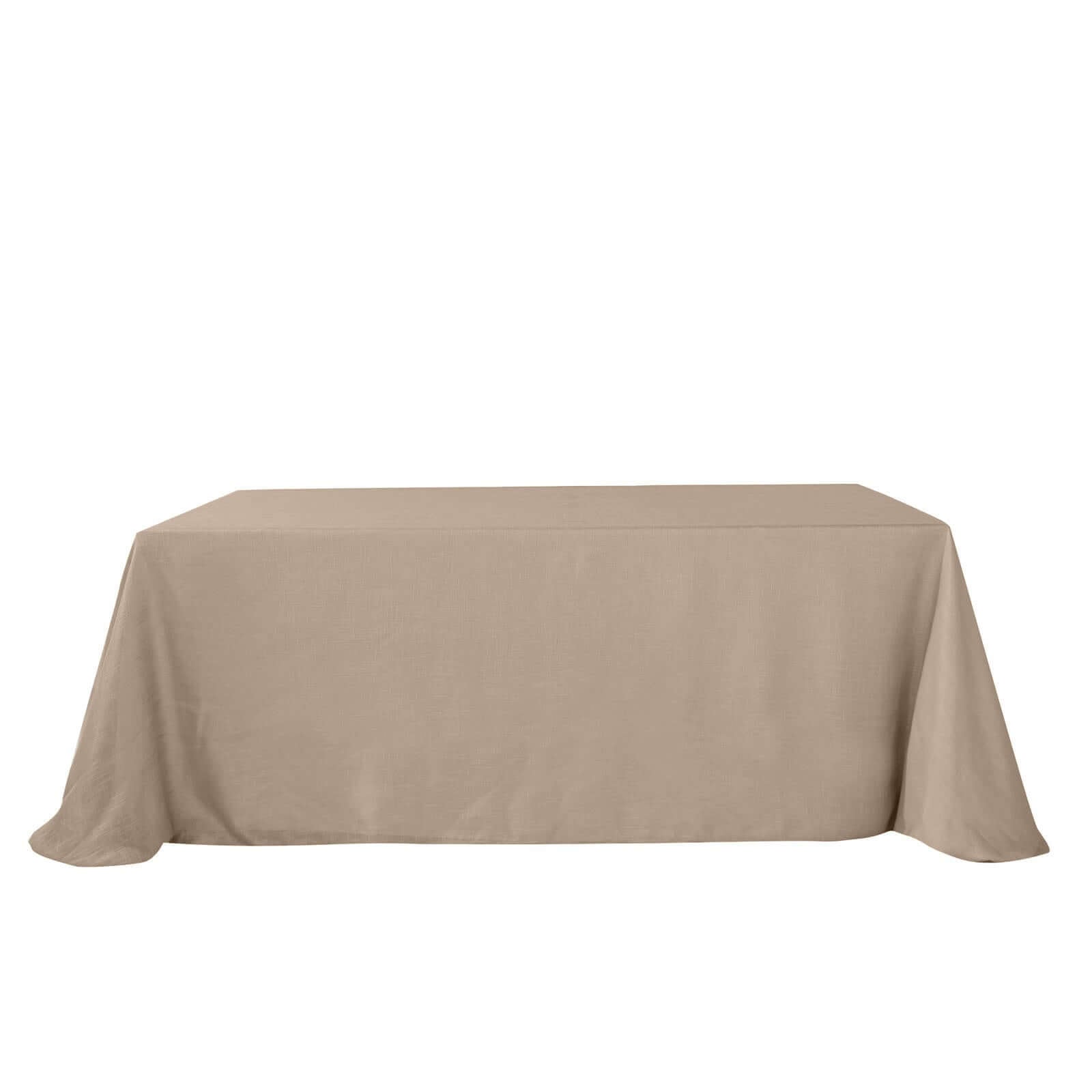 Hot! Taupe Faux Linen 90x132 Rectangular Wrinkle-Resistant Tablecloth