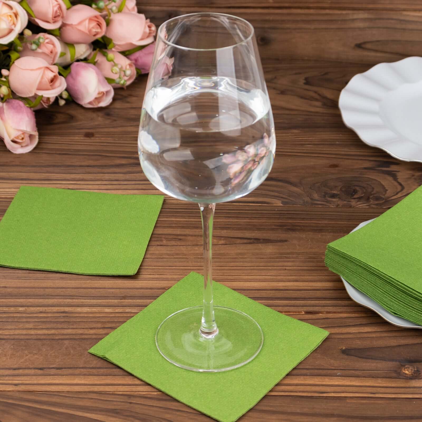 20-Piece Olive Green 5x5 Airlaid Linen-Like Highly Absorbent Napkins