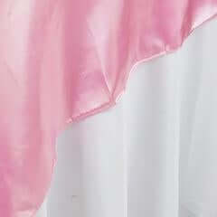 Pink Satin 90x90 Square Table Overlay - Smooth Finish Table Topper for Events