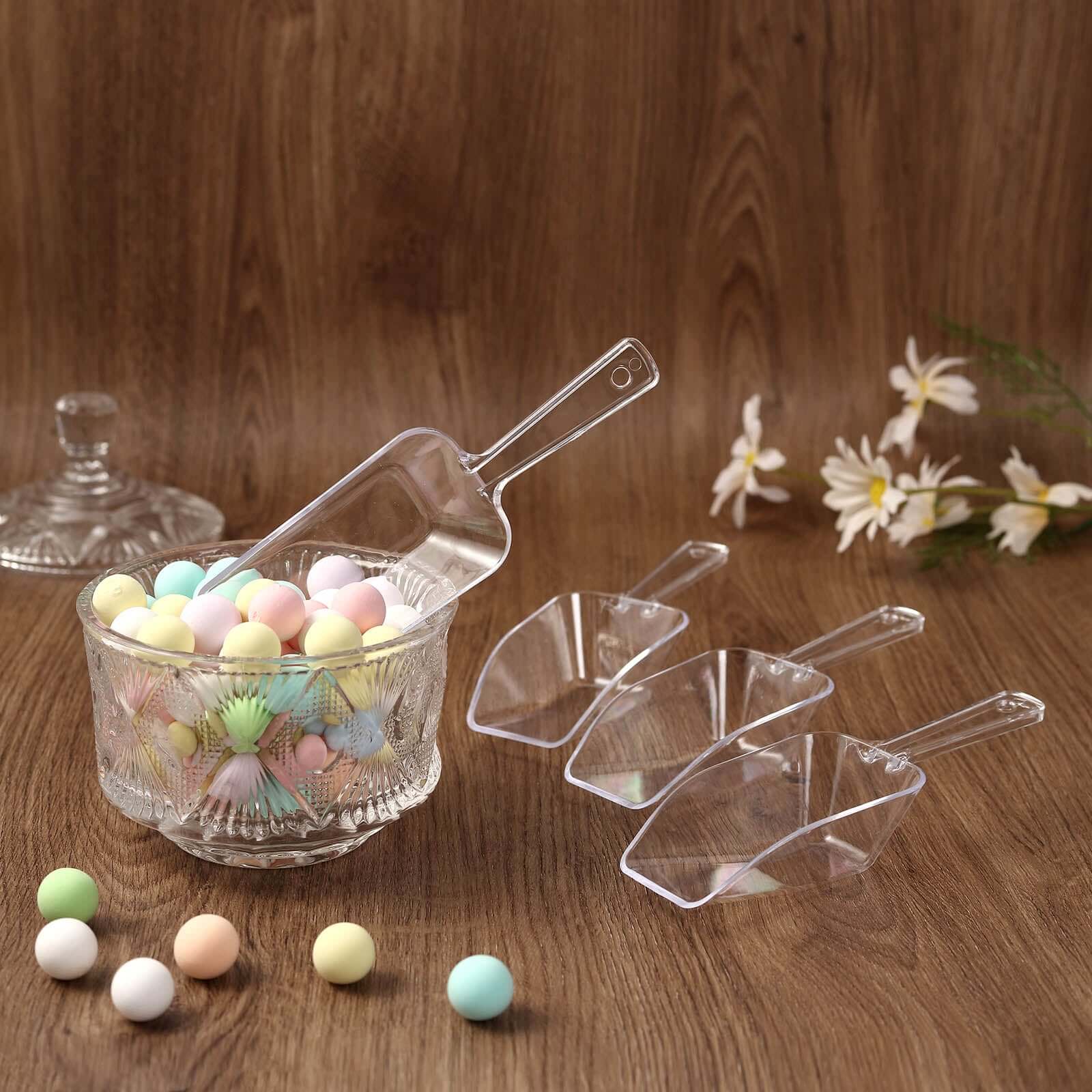 6-Pack Clear Plastic Disposable Candy Scoops for Bar and Buffet - Great Deal