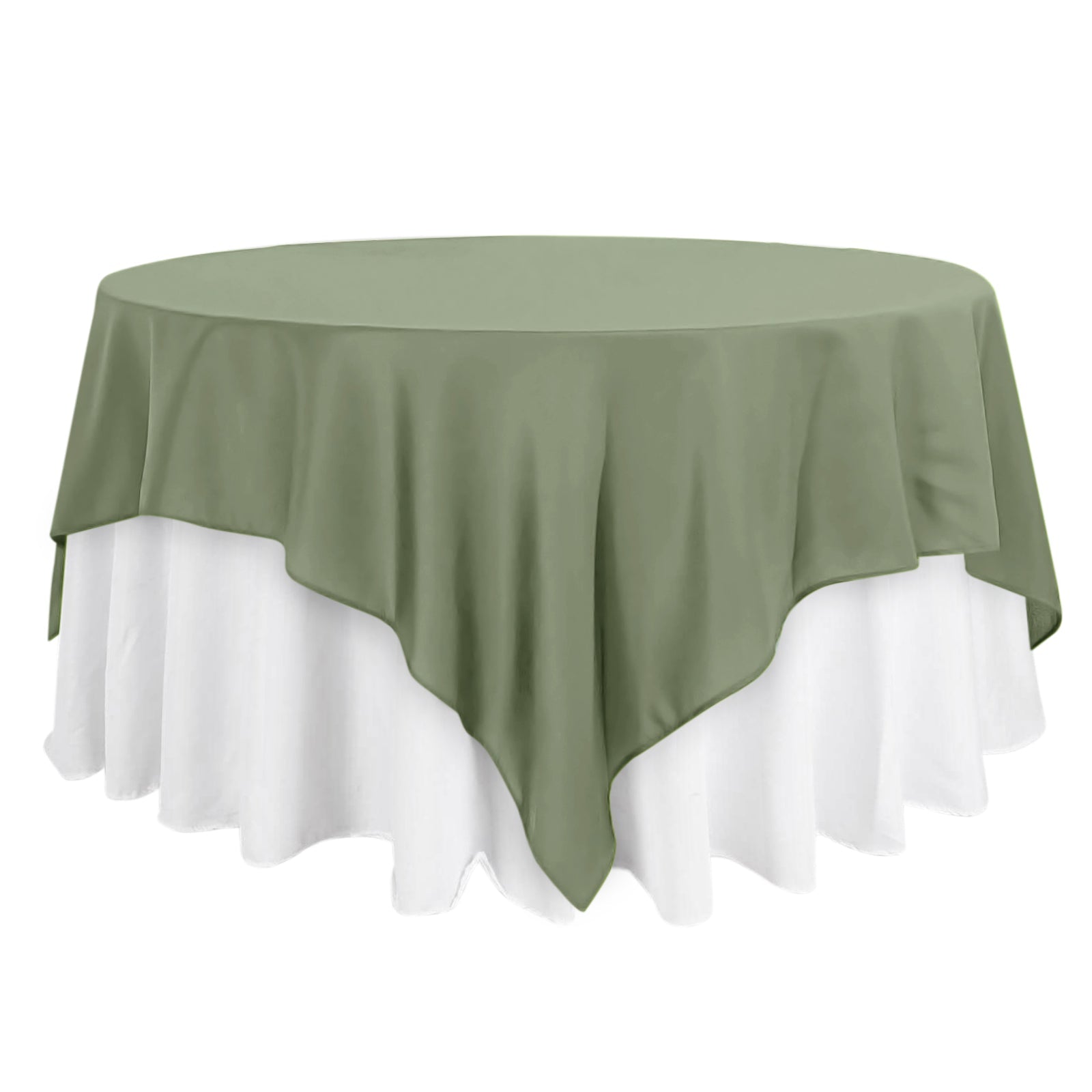 Wrinkle-Resistant & Durable Dusty Sage Green Polyester 90x90 Square Table Overlay
