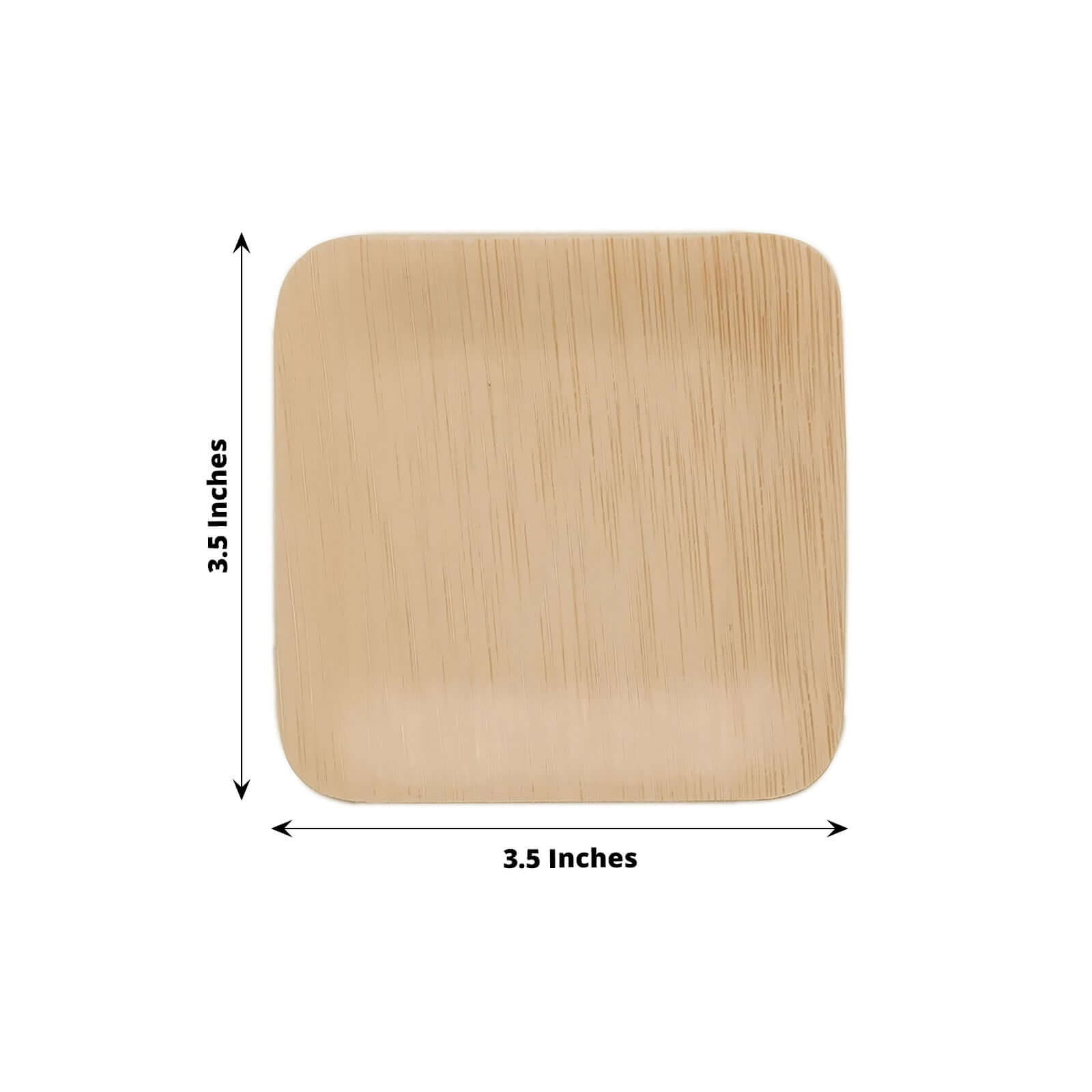 25-Piece Set of 3.5-Inch Natural Bamboo Square Disposable Dessert Plates for Farmhouse Events