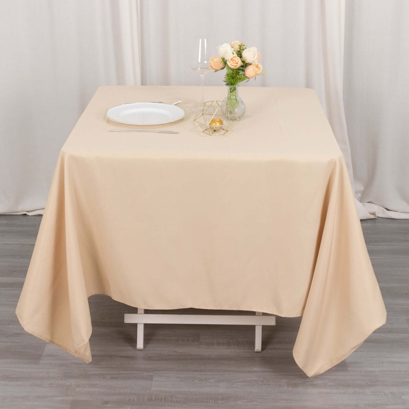 Exclusive Beige 70x70 220GSM Wrinkle-Resistant Polyester Square Tablecloth
