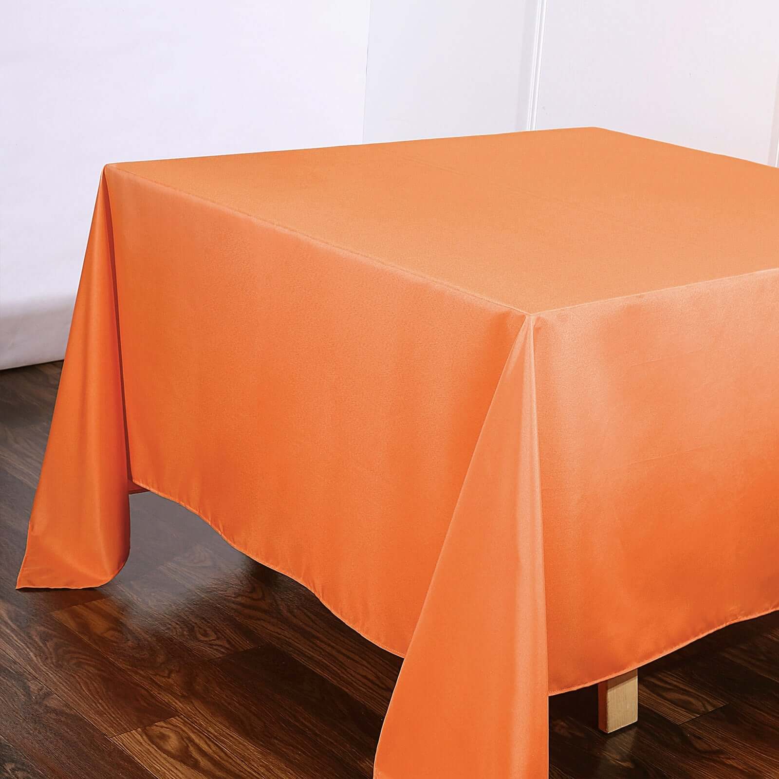 Orange 90x90 Square Polyester Table Overlay - Durable & Wrinkle-Resistant Table Cover