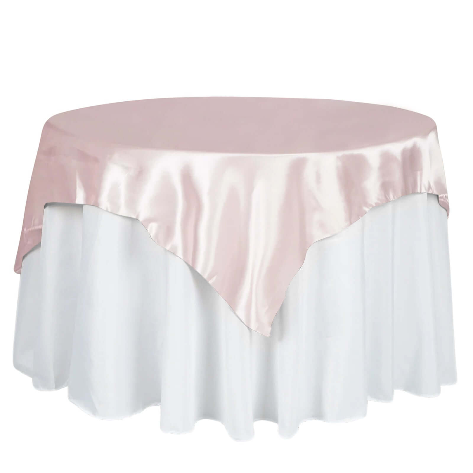 Blush Satin 60x60 Square Table Overlay - Soft & Silky Table Cover