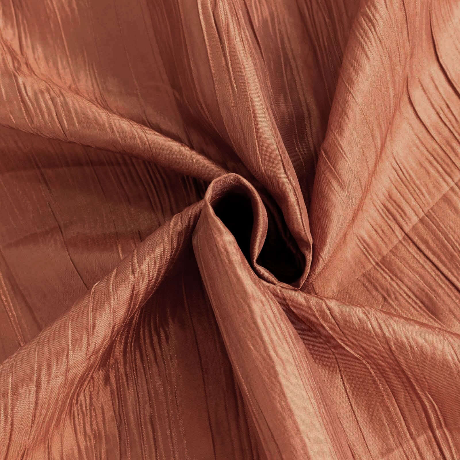 Hot! 90x90 Square Terracotta (Rust) Accordion Crinkle Taffeta Table Overlay