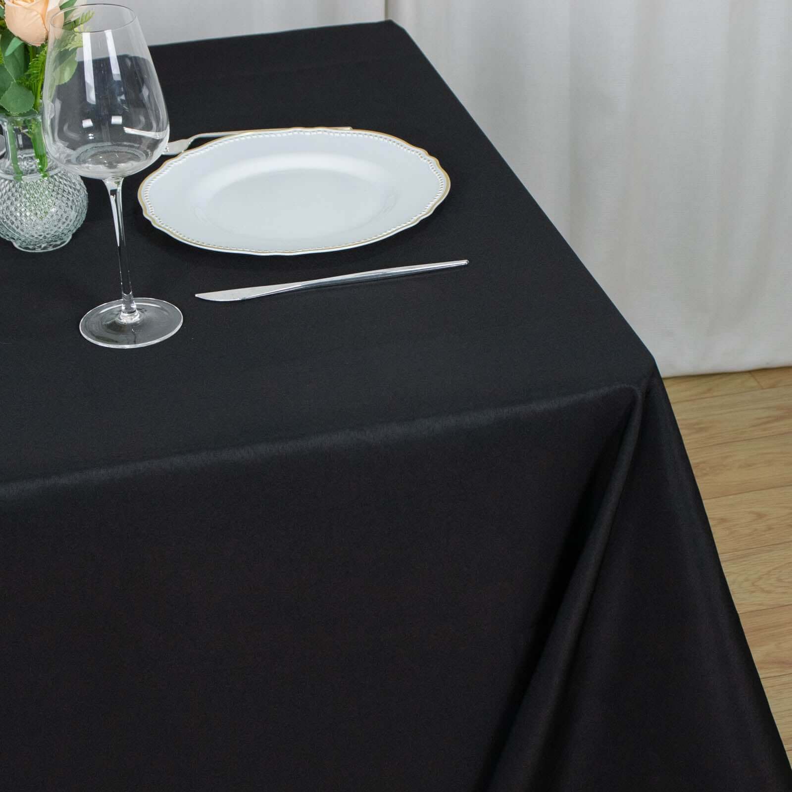 Hot Deal! 90x90 Black 220GSM Wrinkle-Resistant Premium Polyester Square Tablecloth