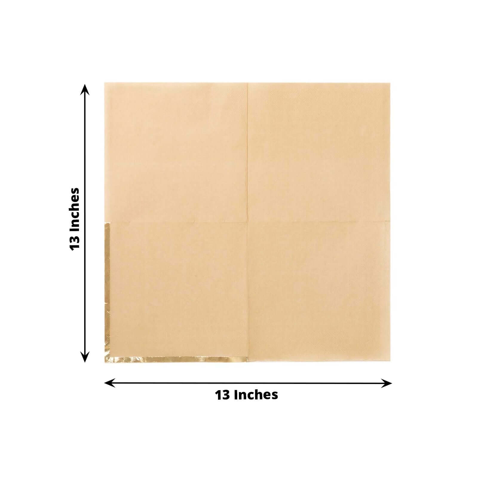 50-Pack Disposable 2-Ply Gold Foil Edge Natural Paper Beverage Napkins for Events