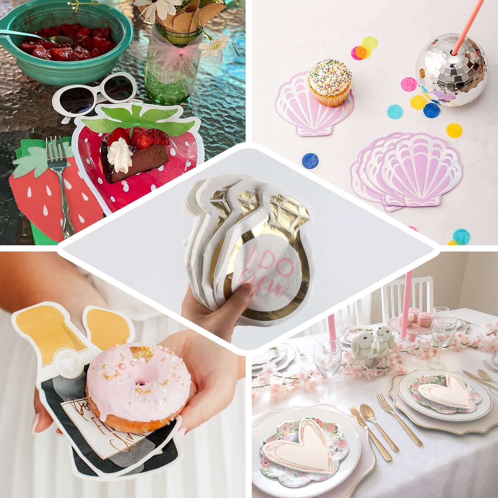 20-Pack Gold Ring Design Disposable Paper Cocktail Napkins - Ideal for Engagements & Parties
