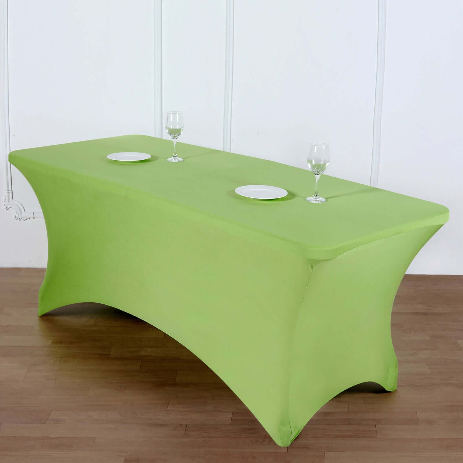 Apple Green Durable Spandex 6ft Rectangle Tablecloth - Perfect Form-Fitting Table Cover for Events