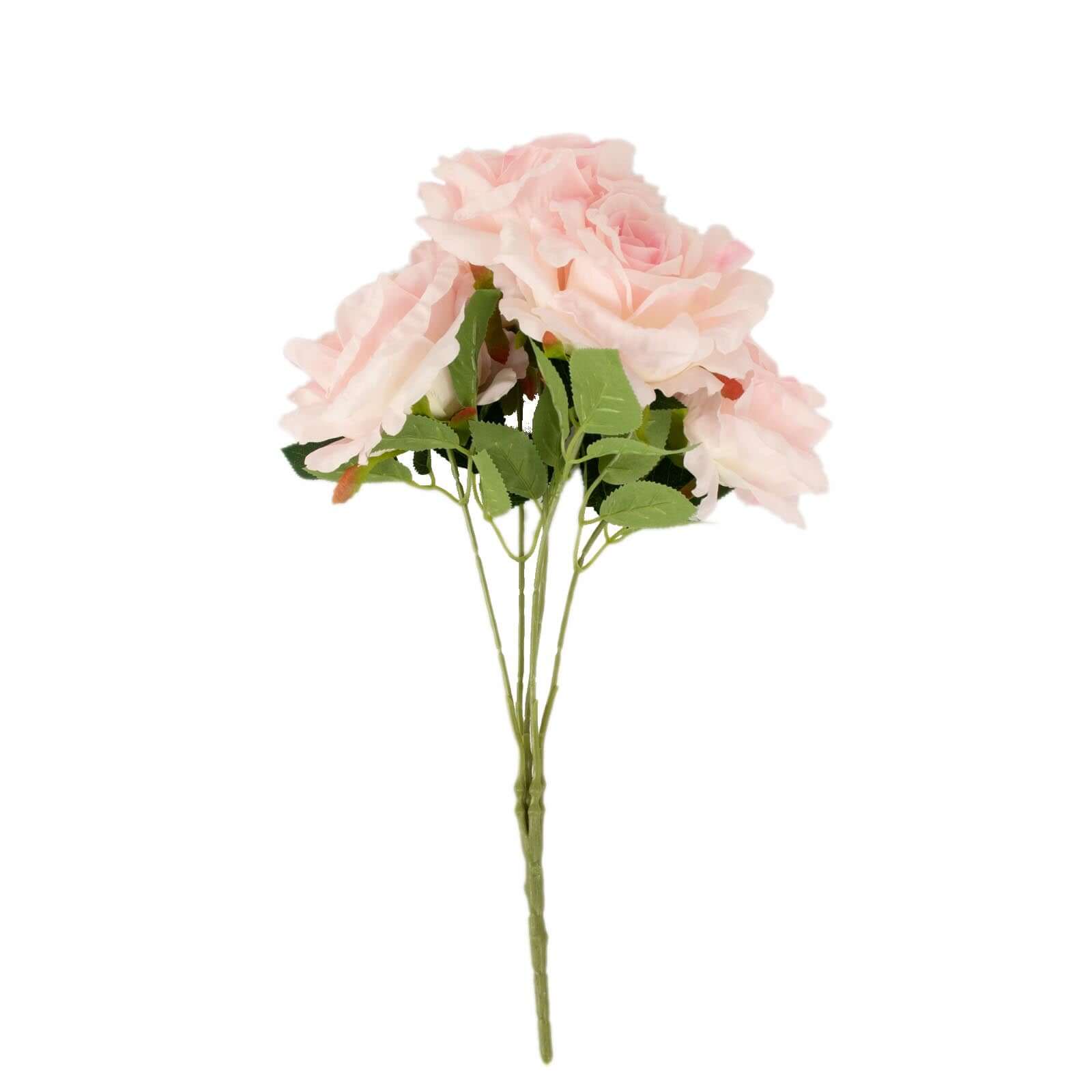 17-Inch Blush Premium Silk Jumbo Rose Flower Bouquet, High-Quality Artificial Wedding Florals