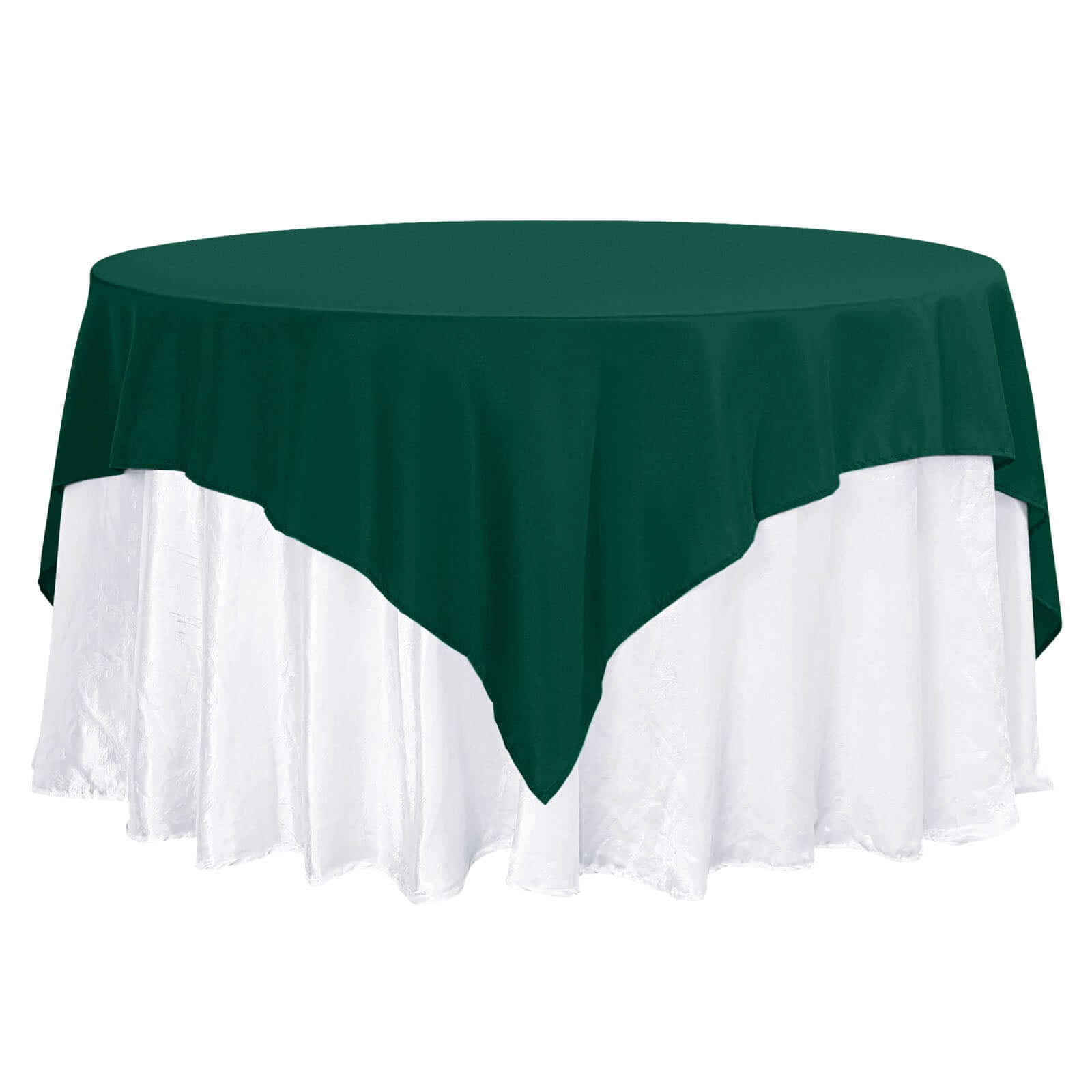 Hunter Emerald Green Premium Polyester 70x70 Square Table Overlay - Wrinkle-Resistant 220GSM Tablecloth