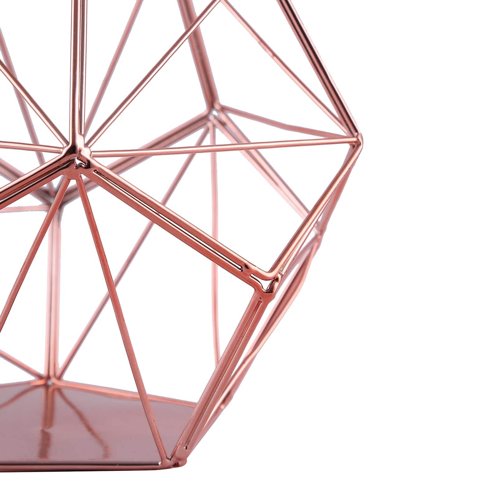 Stunning Rose Gold Metal Pentagon Prism Geometric Tealight Candle Holder - Ideal for Decor