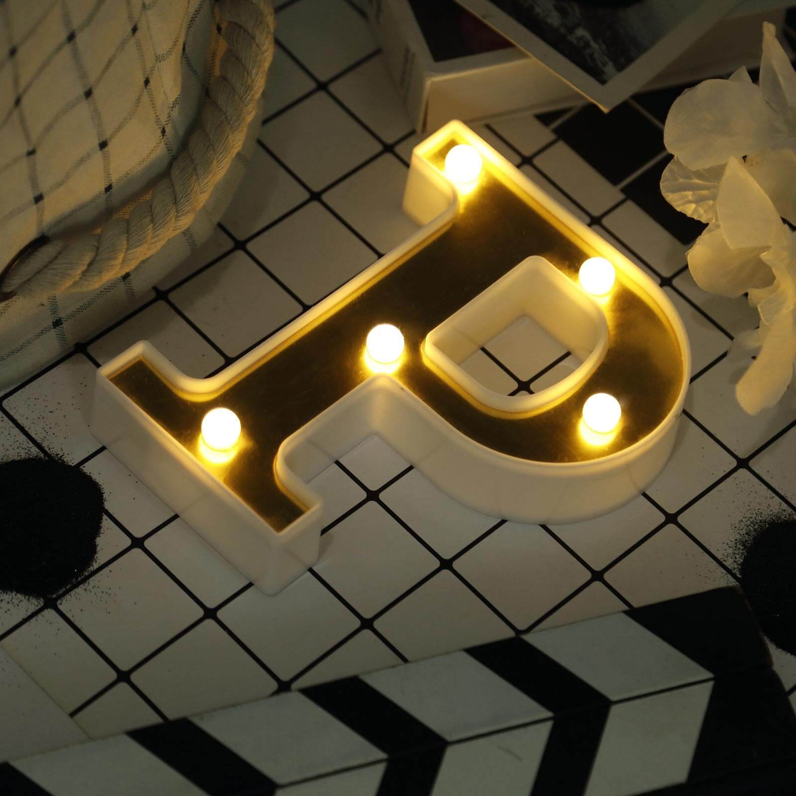 Hot! 3D Gold Marquee Letter P with 5 Warm White LED Lights - Ideal Event Decor, 6'