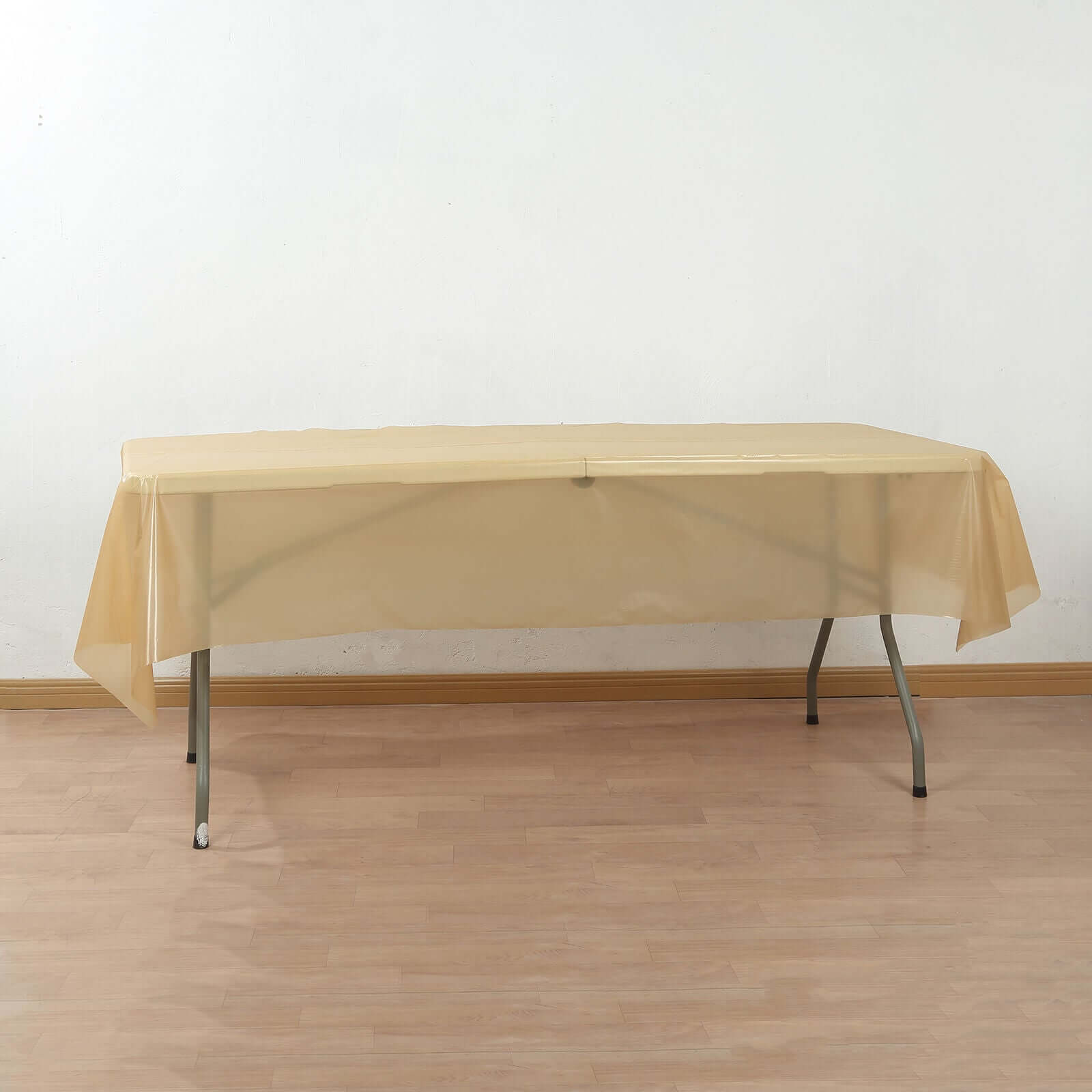 Customizable Gold Plastic Table Cover Roll with Slide Cutter, 54x300ft