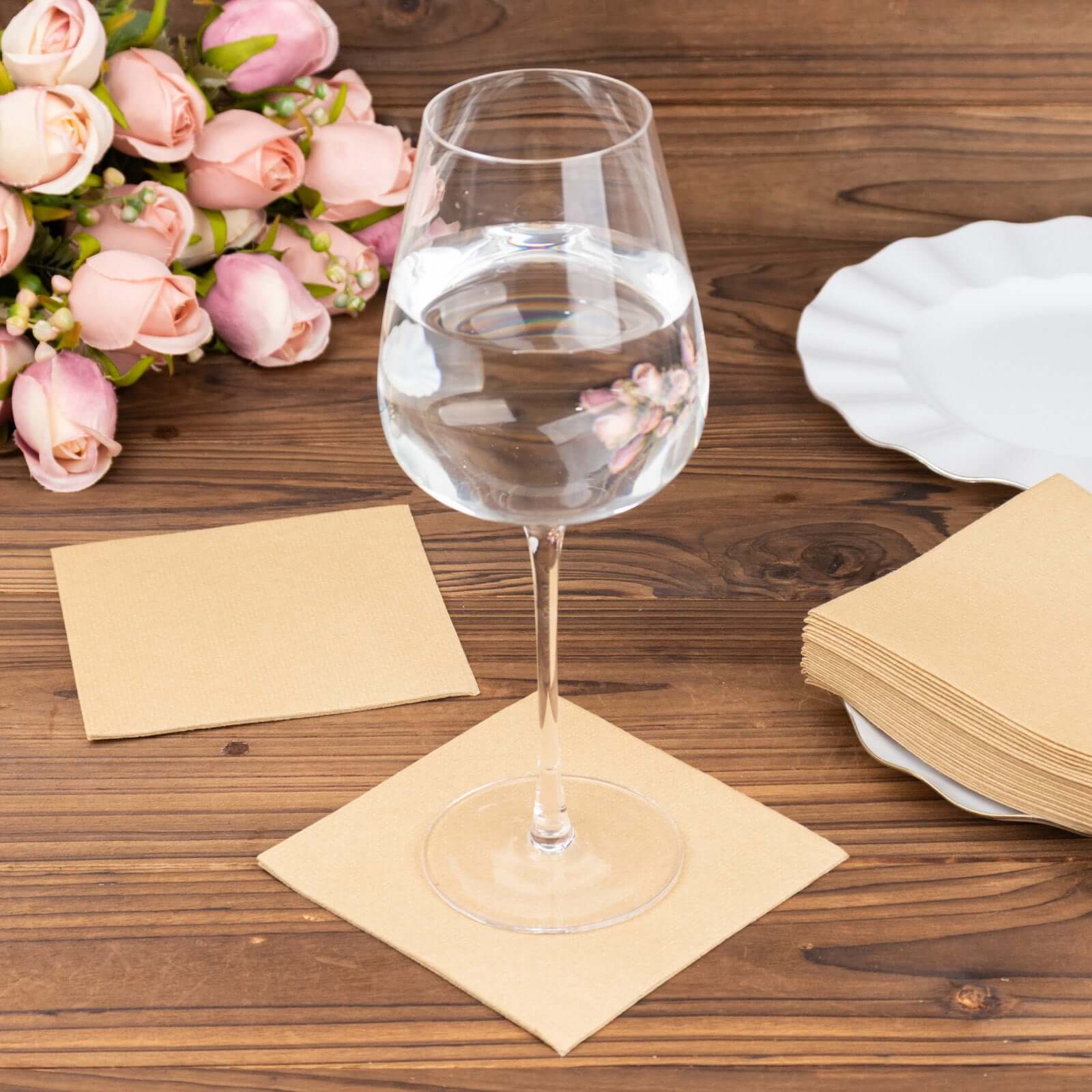 20-Piece Set of 5x5 Natural Linen-Look Highly Absorbent Airlaid Napkins