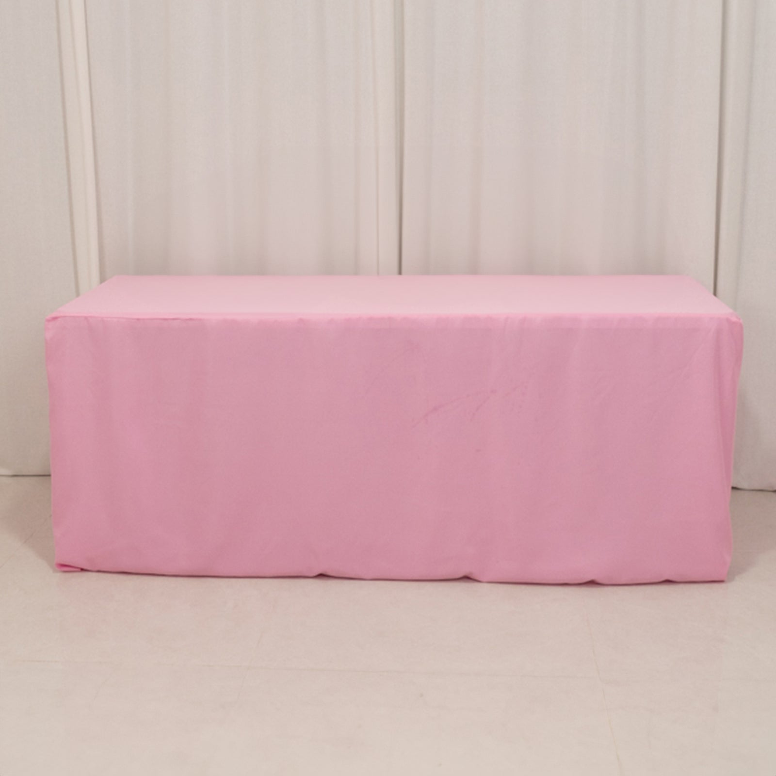 Durable and Easy - care Pink Polyester Fitted 72x30 Rectangle Tablecloth