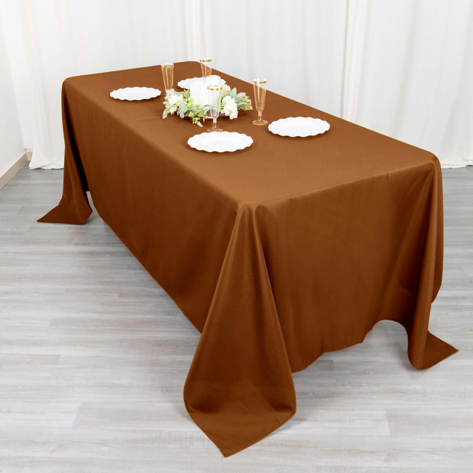 Stylish & Durable Cinnamon Brown Polyester 72x120 Rectangle Tablecloth
