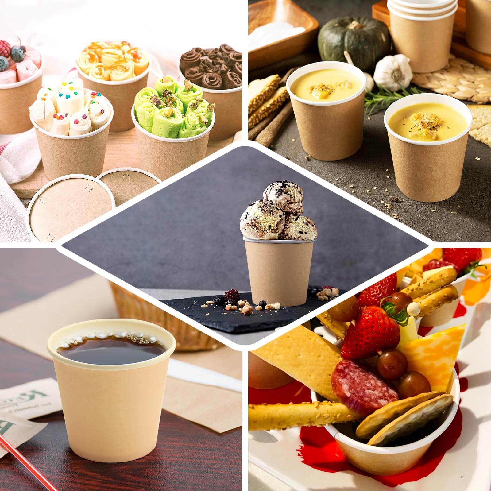 Great Deal! 50-Pack of 10oz Eco-Friendly Blush Paper Dessert Cups for Ice Cream and Yogurt