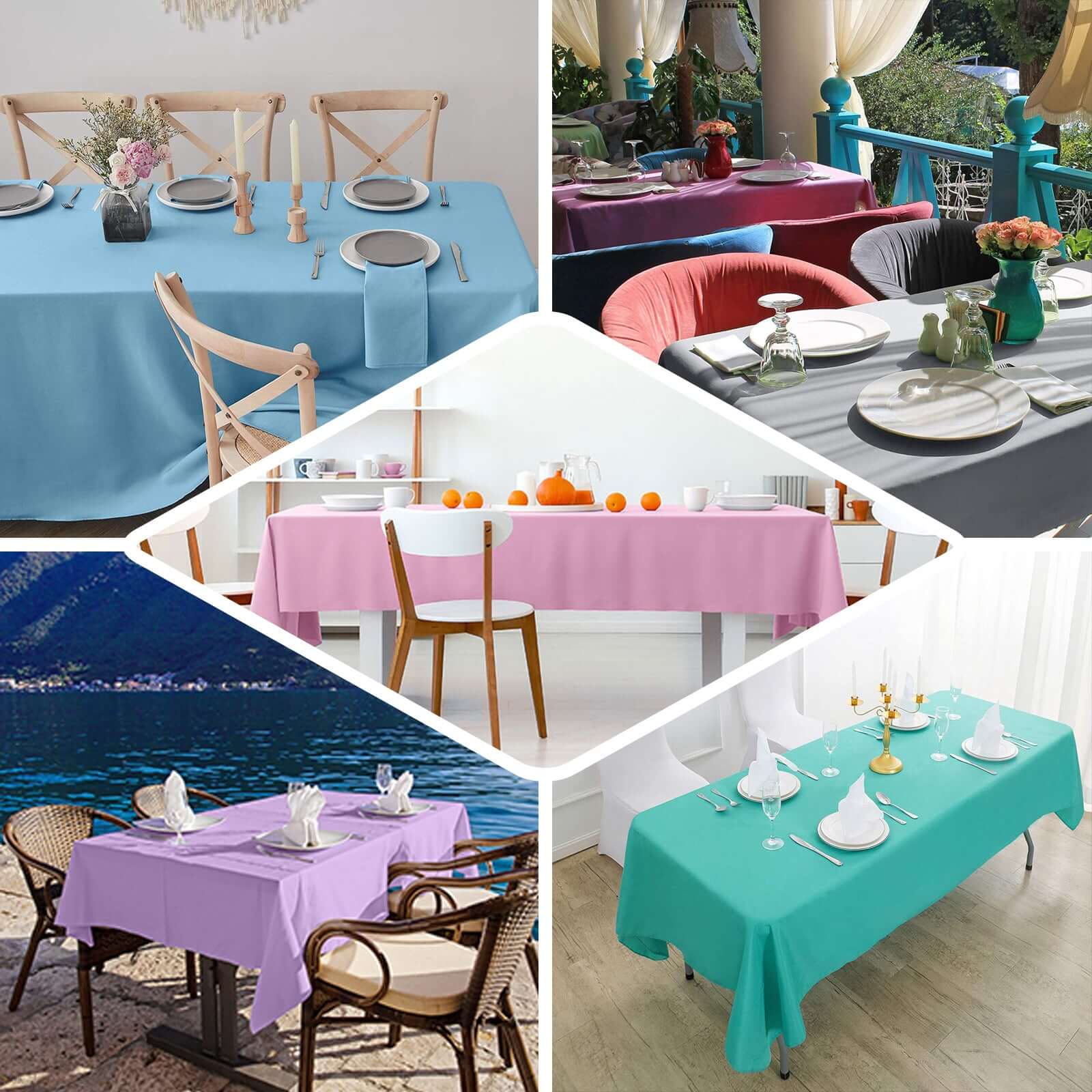 Wrinkle-Resistant Dusty Rose Polyester Rectangle Tablecloth 60x126 - Ideal for Various Events