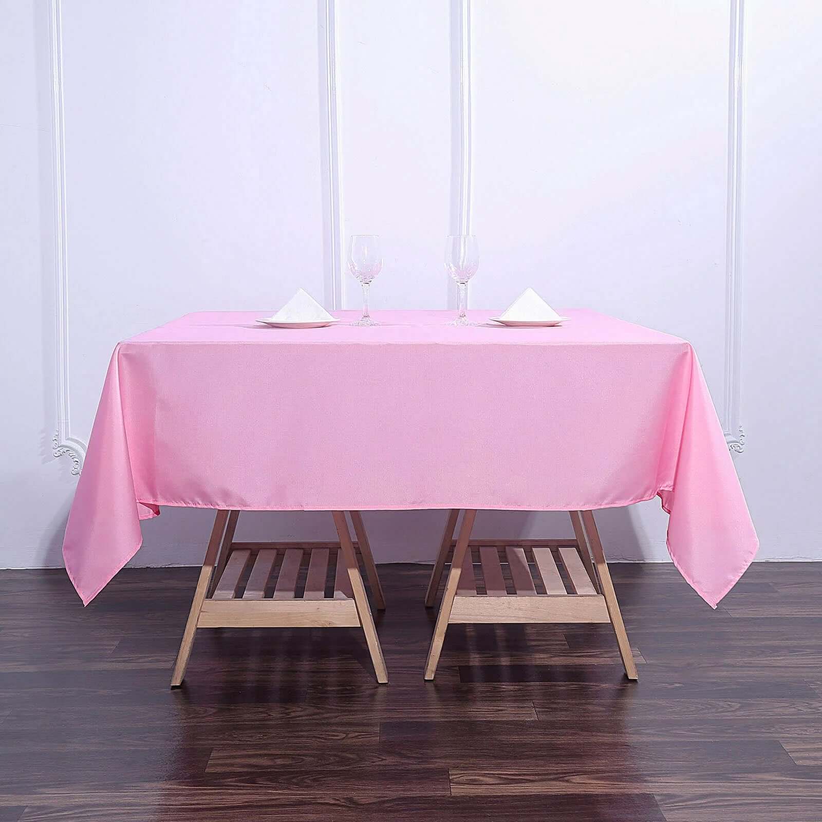 Pink 70x70 Polyester Square Table Overlay - Wrinkle-Resistant & Durable