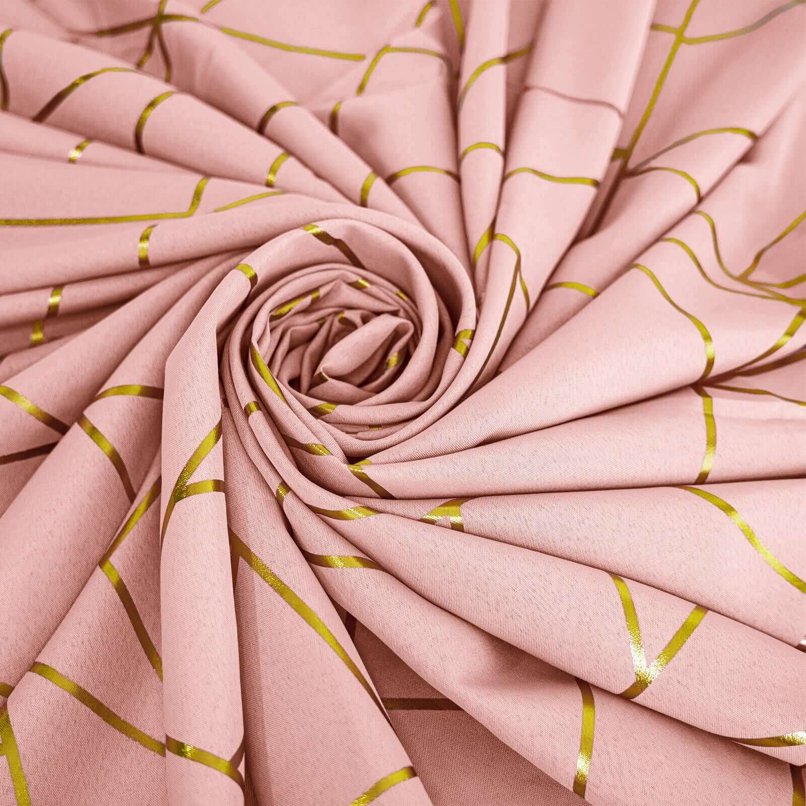 Hot! Wrinkle-Resistant Dusty Rose Polyester Table Overlay with Gold Foil Pattern