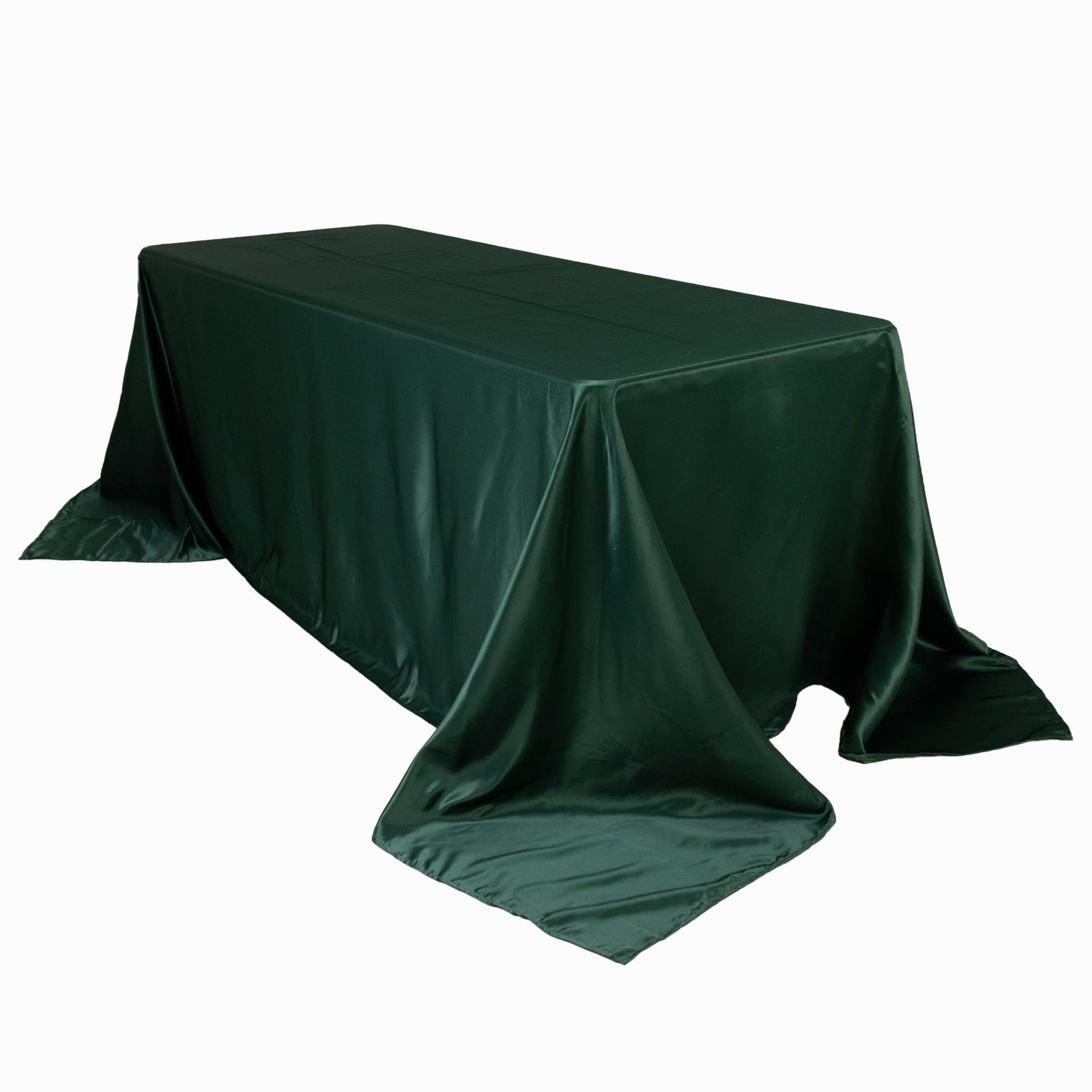 Exclusive Lamour Satin Rectangle Tablecloth in Hunter Emerald Green - Soft, Silk - like & Seamless