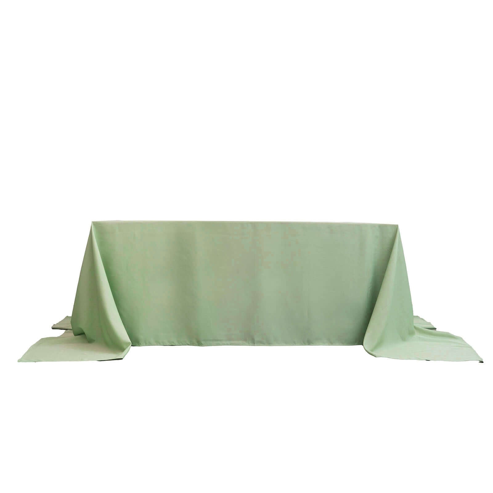 Seamless Wrinkle-Resistant Polyester Rectangle Tablecloth in Sage Green, 90x156 - Ideal for Events