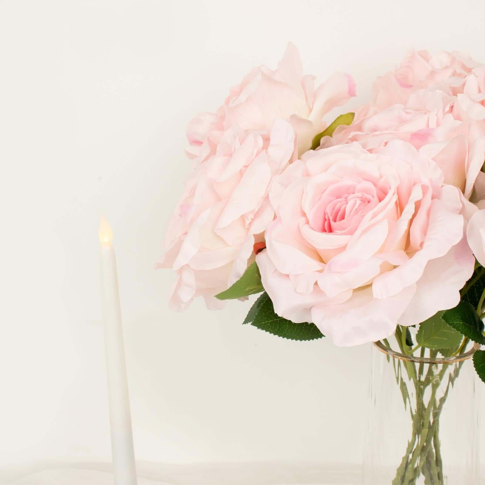 17-Inch Blush Premium Silk Jumbo Rose Flower Bouquet, High-Quality Artificial Wedding Florals