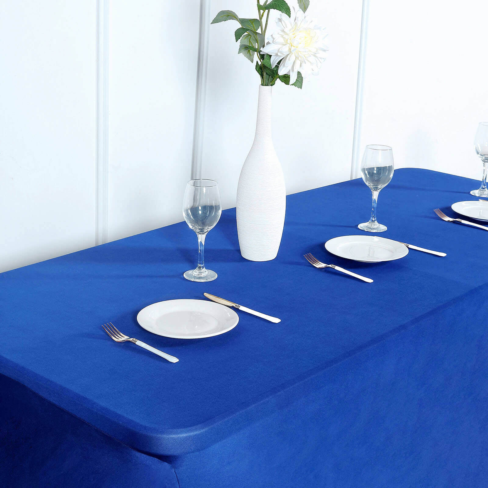 Royal Blue Durable Stretch Spandex Table Cover for 8-Foot Rectangles - Perfect for Events!