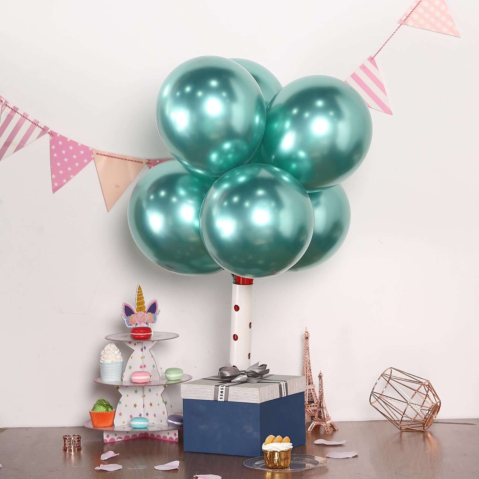 Hot Deal! 25-Pack 12-Inch Metallic Chrome Green Latex Party Balloons (Helium or Air Fillable)