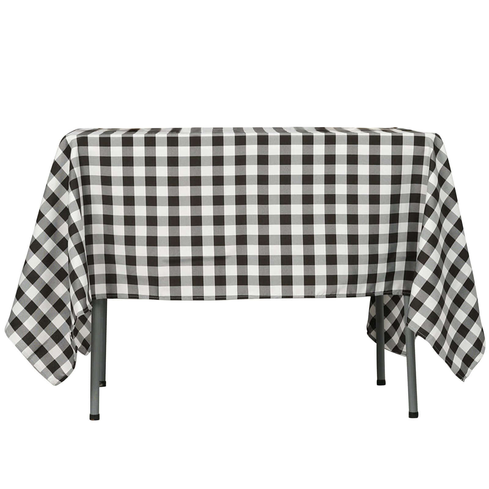 White/Black Checkered Buffalo Plaid 54x54 Polyester Square Tablecloth for Casual Tables