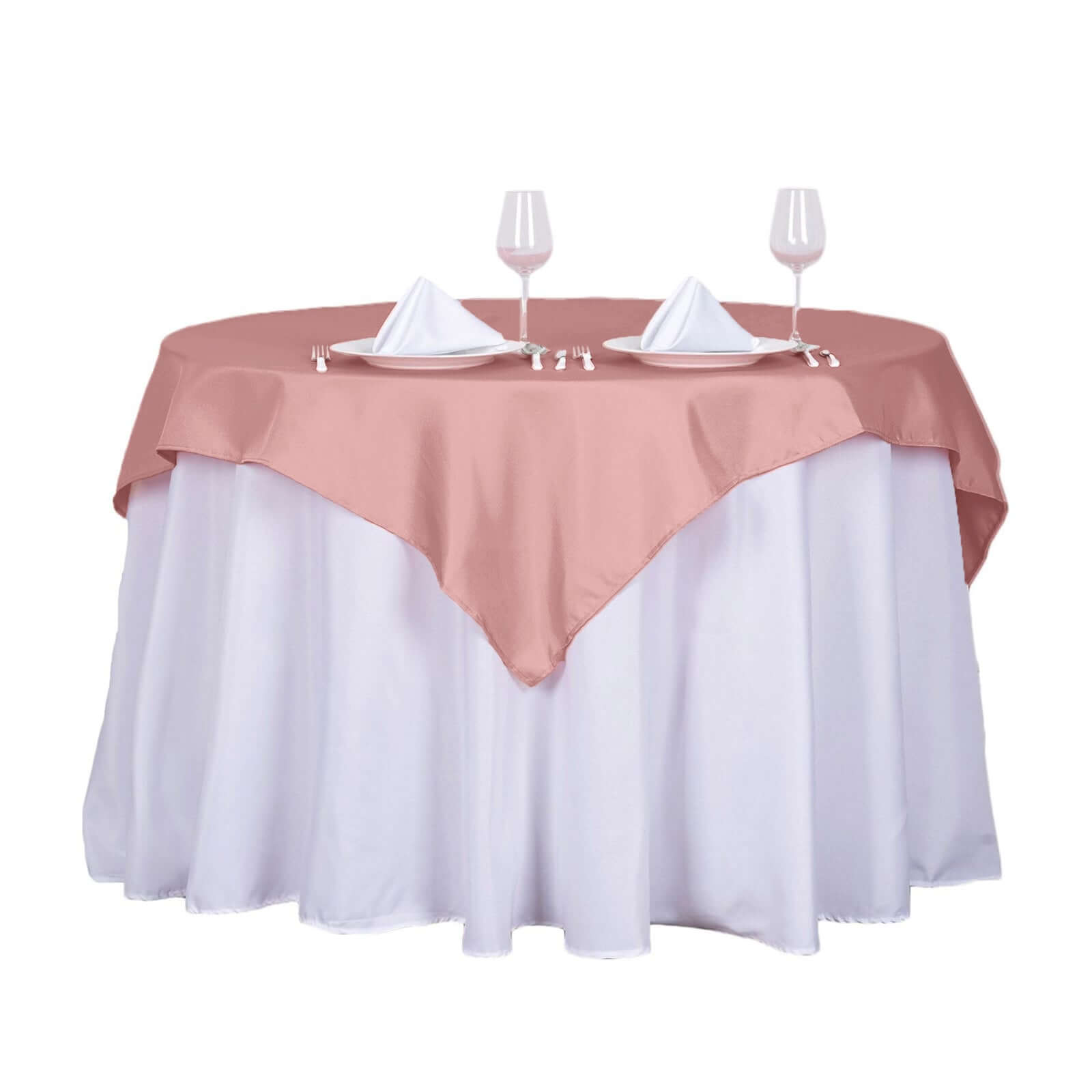 Dusty Rose Polyester 54x54 Wrinkle-Resistant & Durable Square Table Overlay - Ideal for Events!