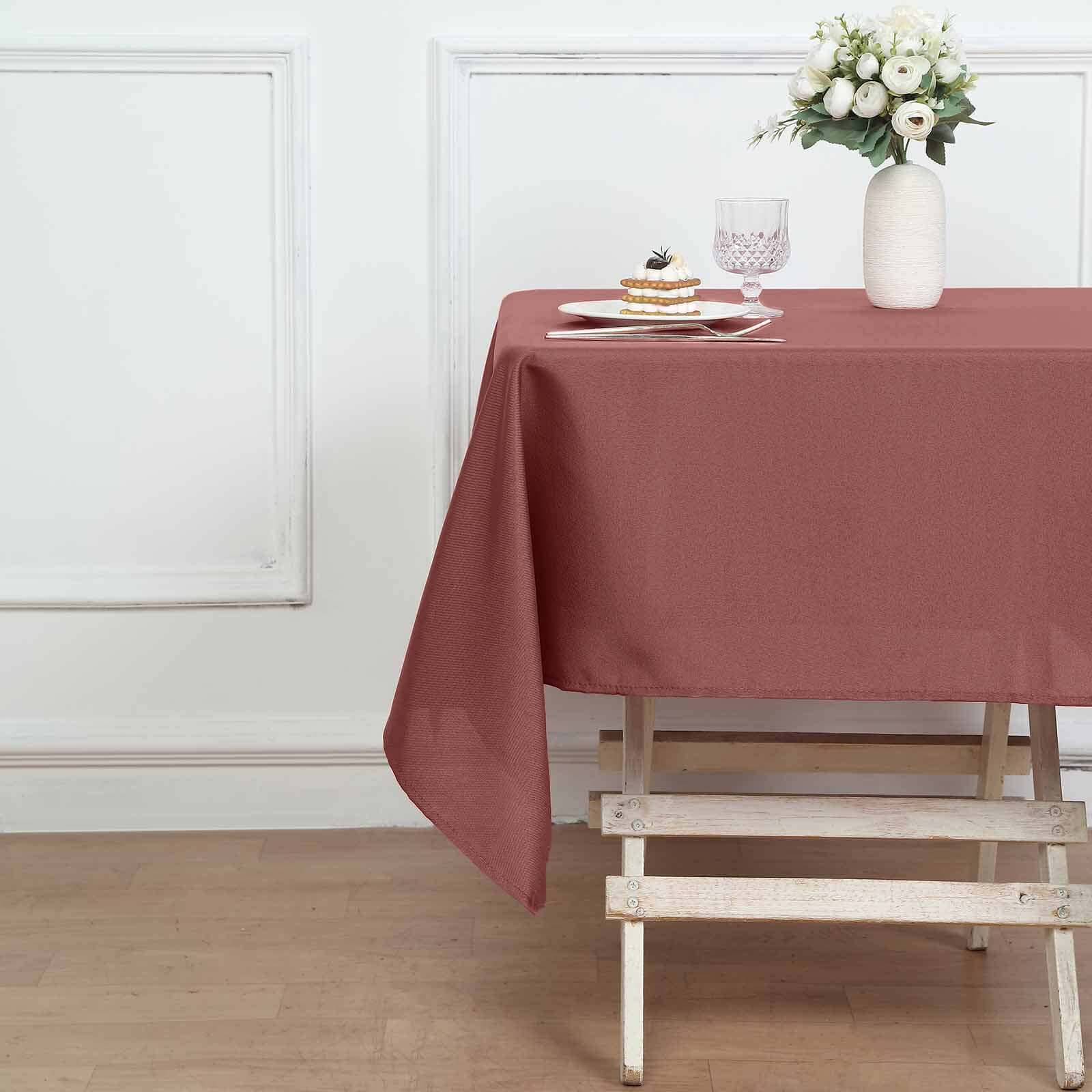 Wrinkle-Resistant & Durable 54x54 Polyester Square Tablecloth in Cinnamon Rose