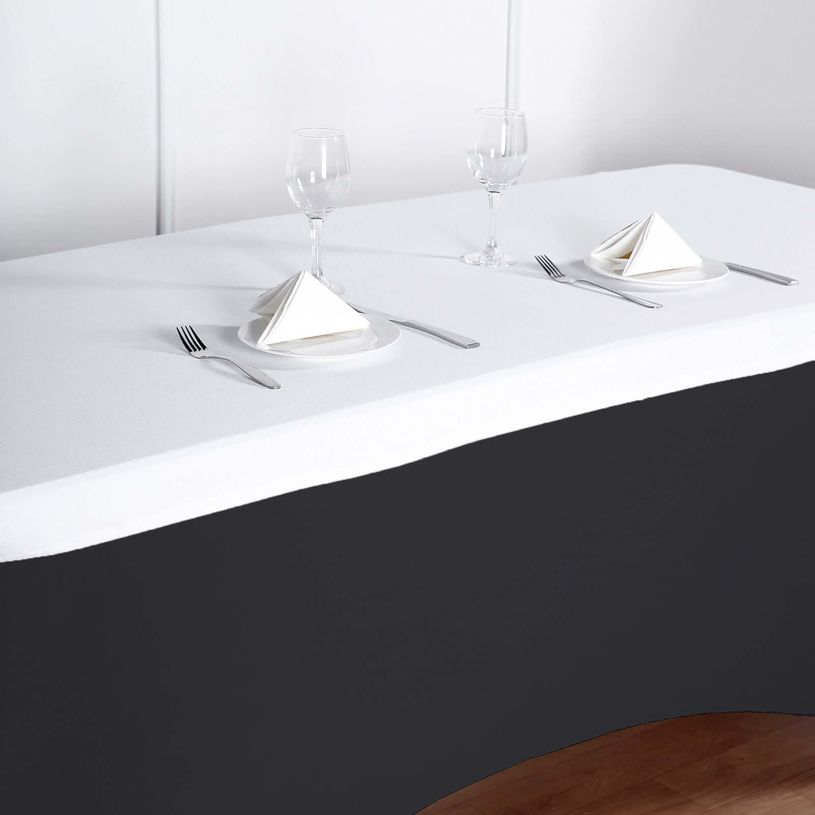 White Stretchy & Wrinkle-Free Spandex Table Topper for 8-Foot Tables