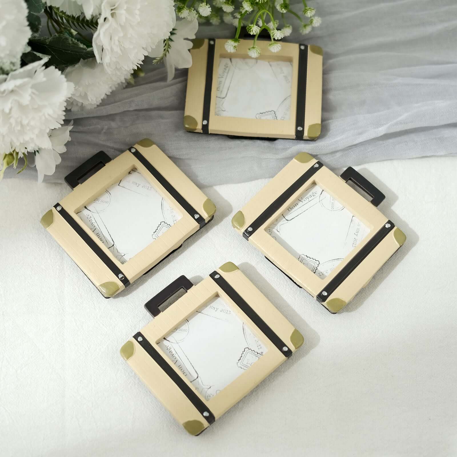 Hot Sale! 4-Pack Resin Mini Suitcase Picture Frames - Ideal Vintage Travel Wedding Place Card Holders & Party Favors