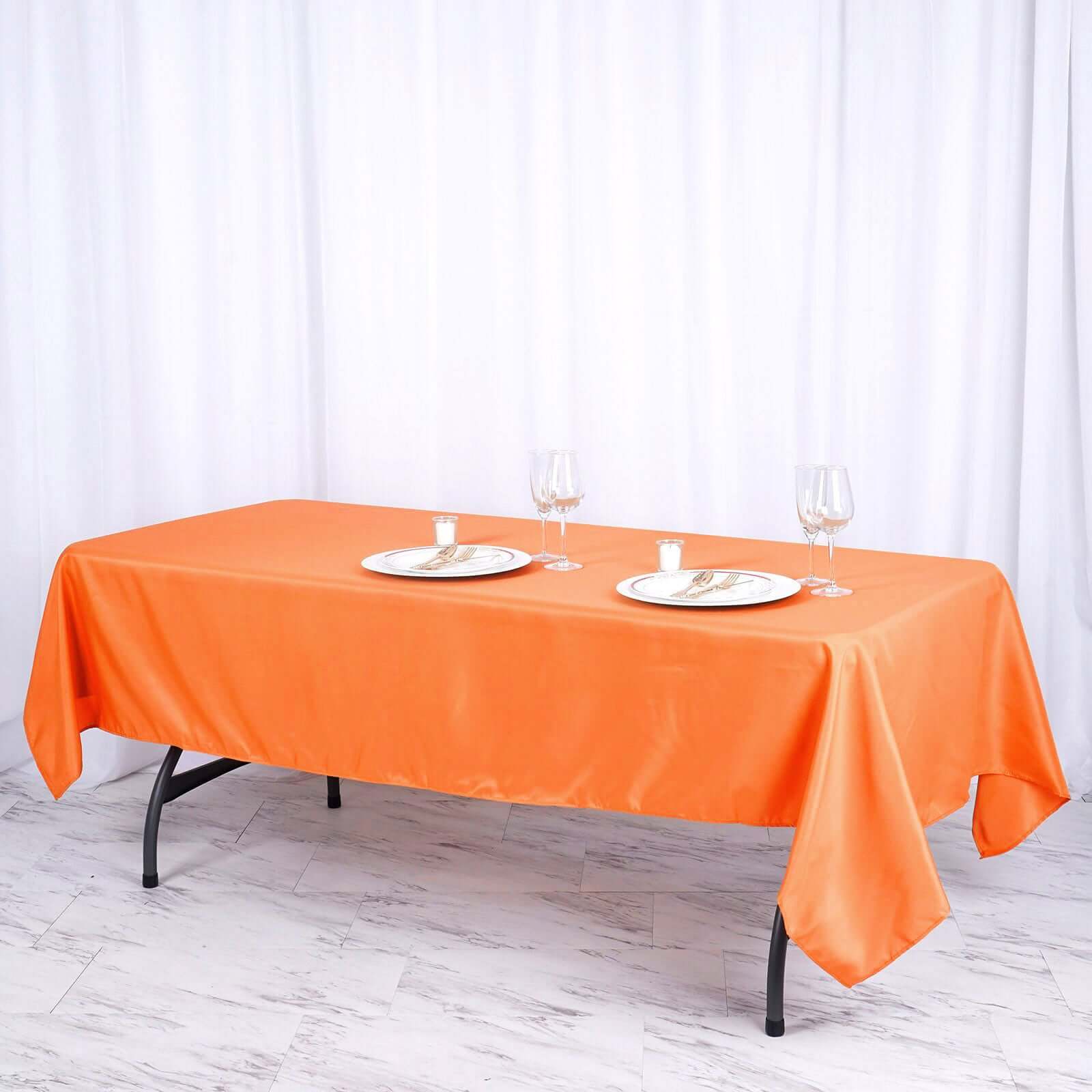 Stylish and Durable Orange Polyester Rectangle Tablecloth (60x102) - Perfect for Any Event