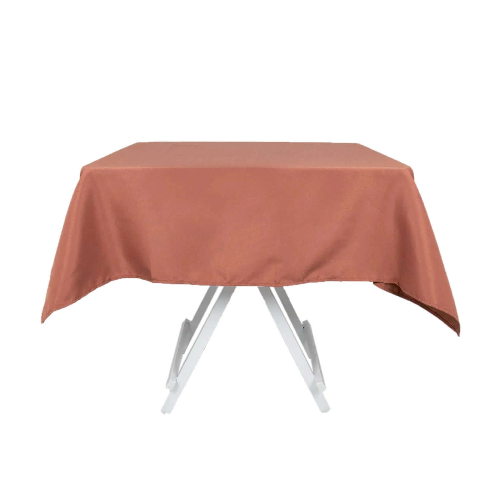 Hot Sale! 54x54 Square Terracotta (Rust) Polyester Tablecloth - 220GSM, Stain & Wrinkle Resistant