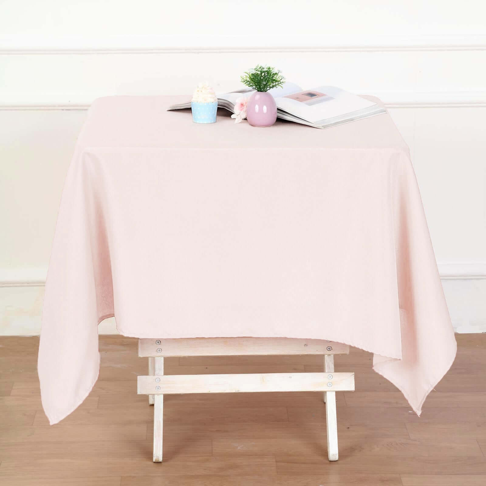 Blush 54x54 Polyester Square Table Overlay - Wrinkle-Resistant & Durable