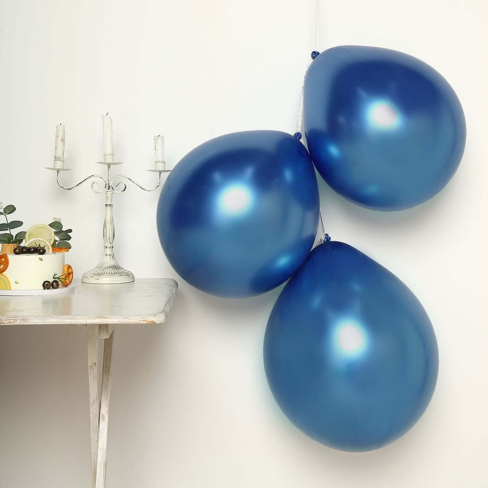 Hot Sale! 5-Piece Set of 18-Inch Royal Blue Metallic Chrome Latex Balloons for Helium or Air Filling