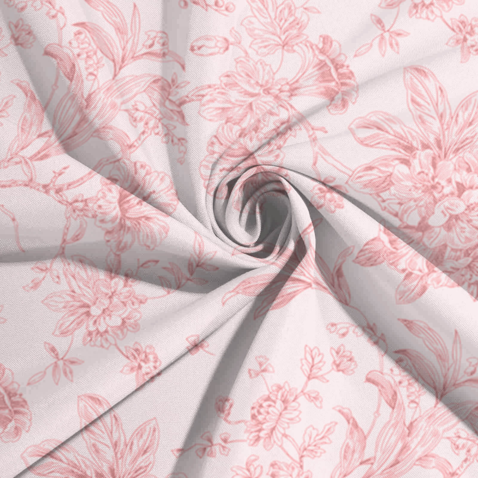 Hot Deal! White and Pink French Toile Pattern Polyester Rectangle Tablecloth for Modern Events (60x102)