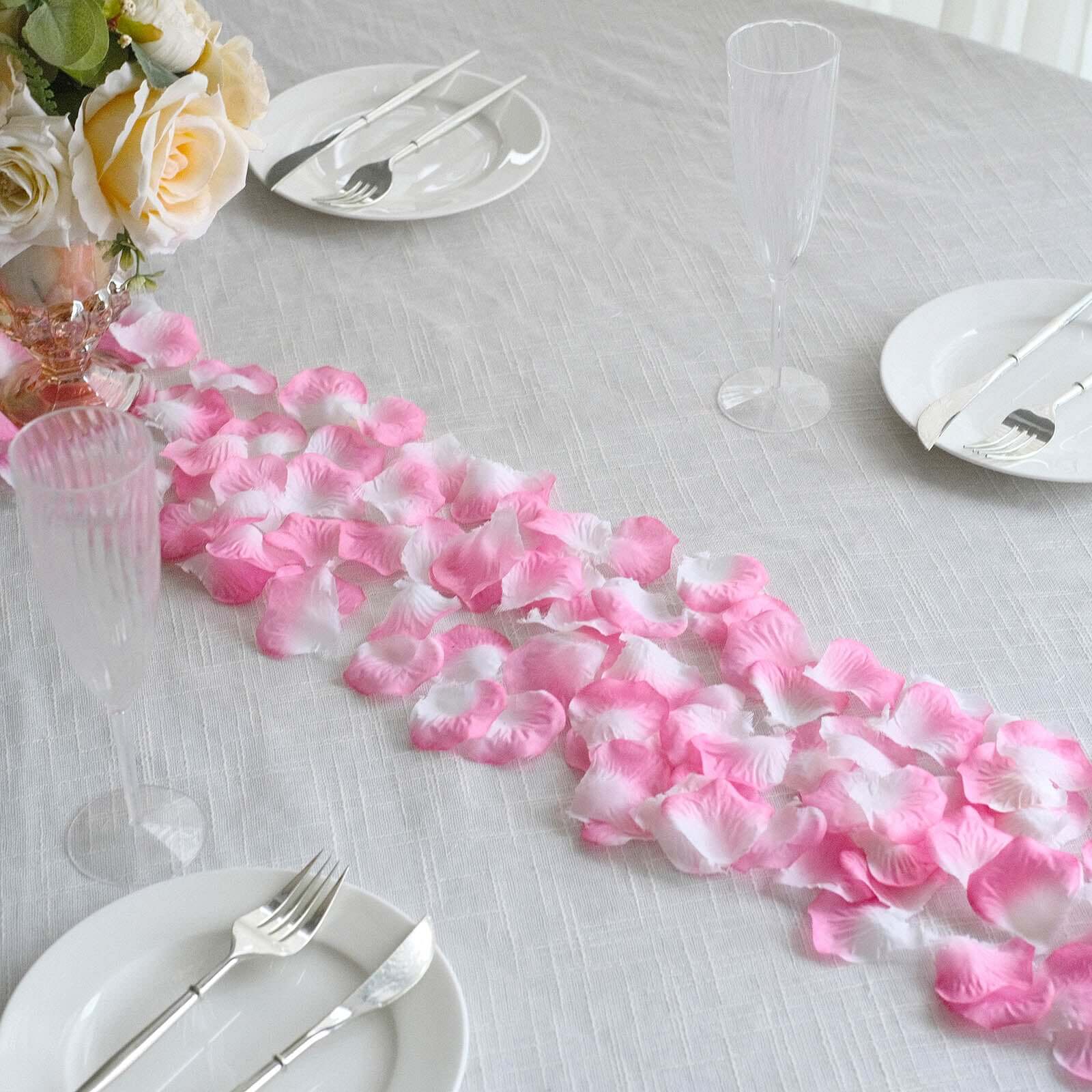 Hot Sale! 500-Piece Set of White and Pink Silk Rose Petal Confetti for Table and Floor Decor