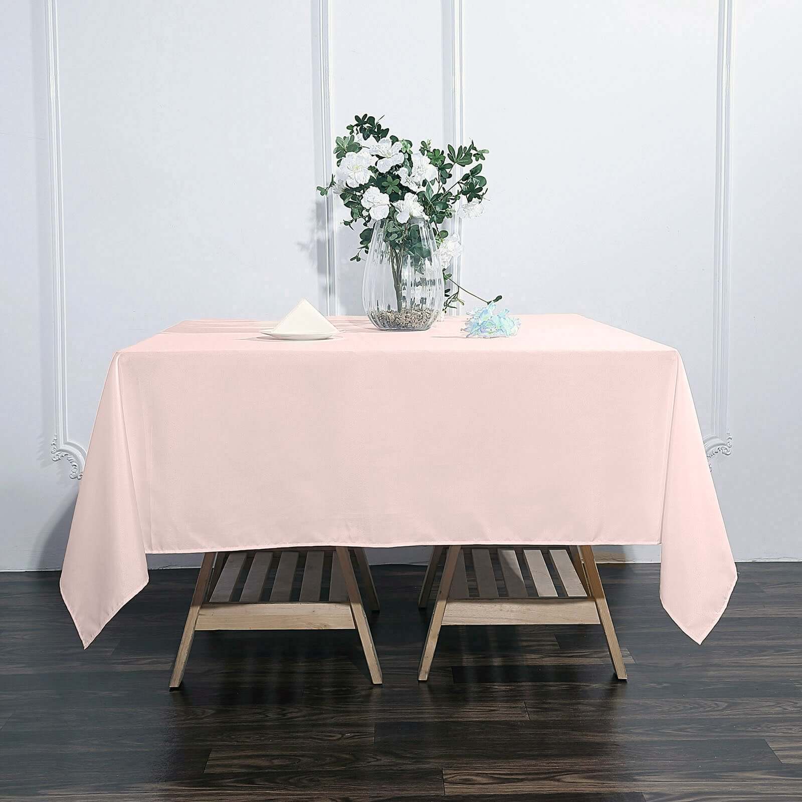 Hot Sale! Wrinkle-Resistant & Durable 70x70 Polyester Square Blush Tablecloth