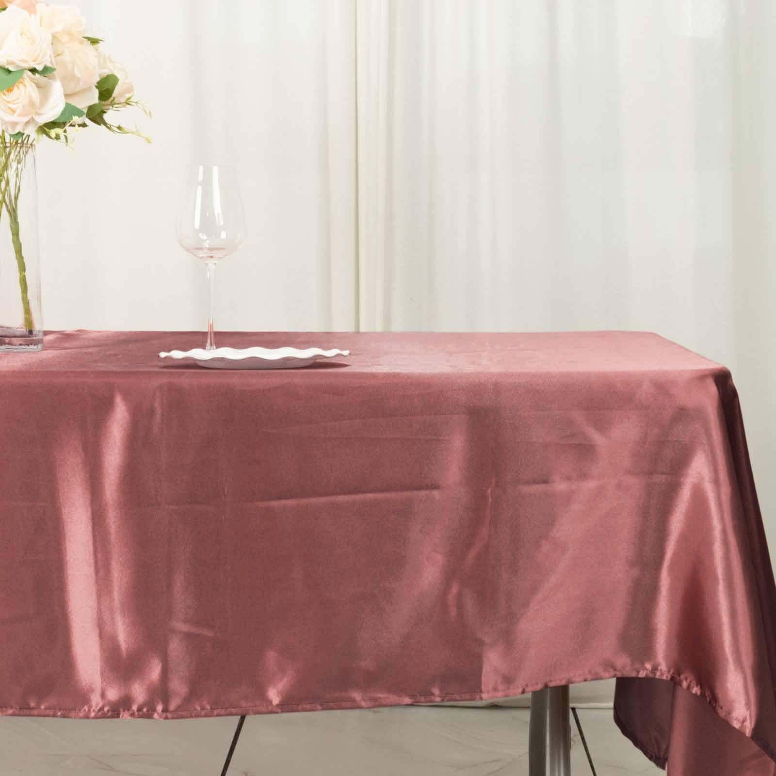 Hot Sale! Smooth and Lustrous Satin Table Cover in Cinnamon Rose, 60x102 Rectangular Tablecloth